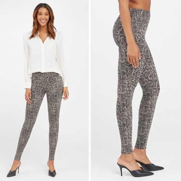 Spanx Jean-ish Ankle Legging Taupe Snakeskin - Picture 1 of 13
